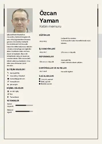 Hostes CV Örnekleri cv indir